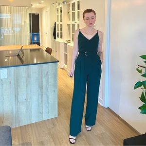 Aritzia Babaton Adjustable Strap V Neck Jumpsuit w/Pockets Dk Green Sz: 0